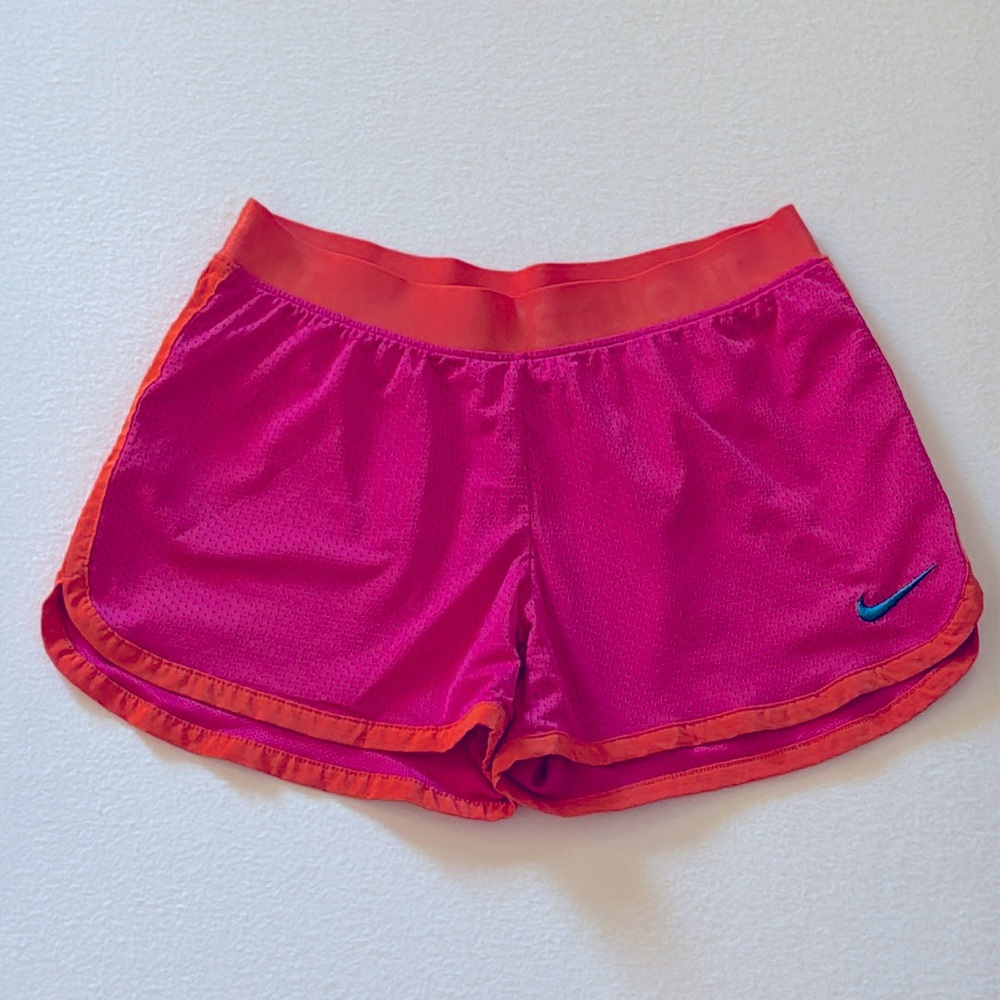Nike Dri-Fit Shorts Pink and Neon Orange Elastic waist. Sz Medium